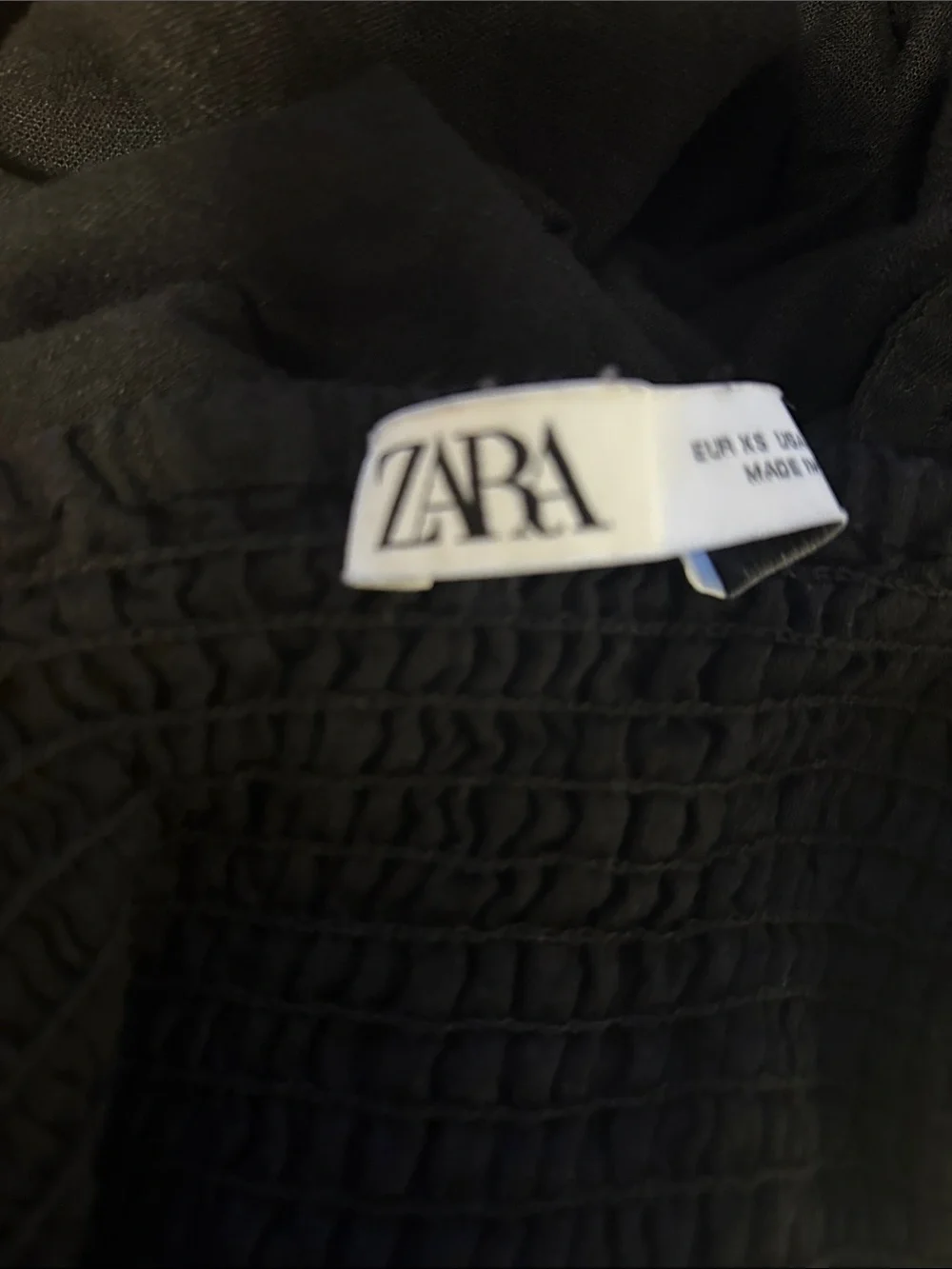 ZARA Black Linen Wide Leg Jumpsuit Button Front Square Neck Women’s XS
